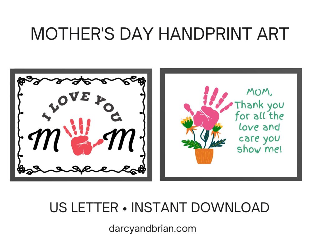 Mother's Day Handprint Art Templates - Darcy and Brian - Shop