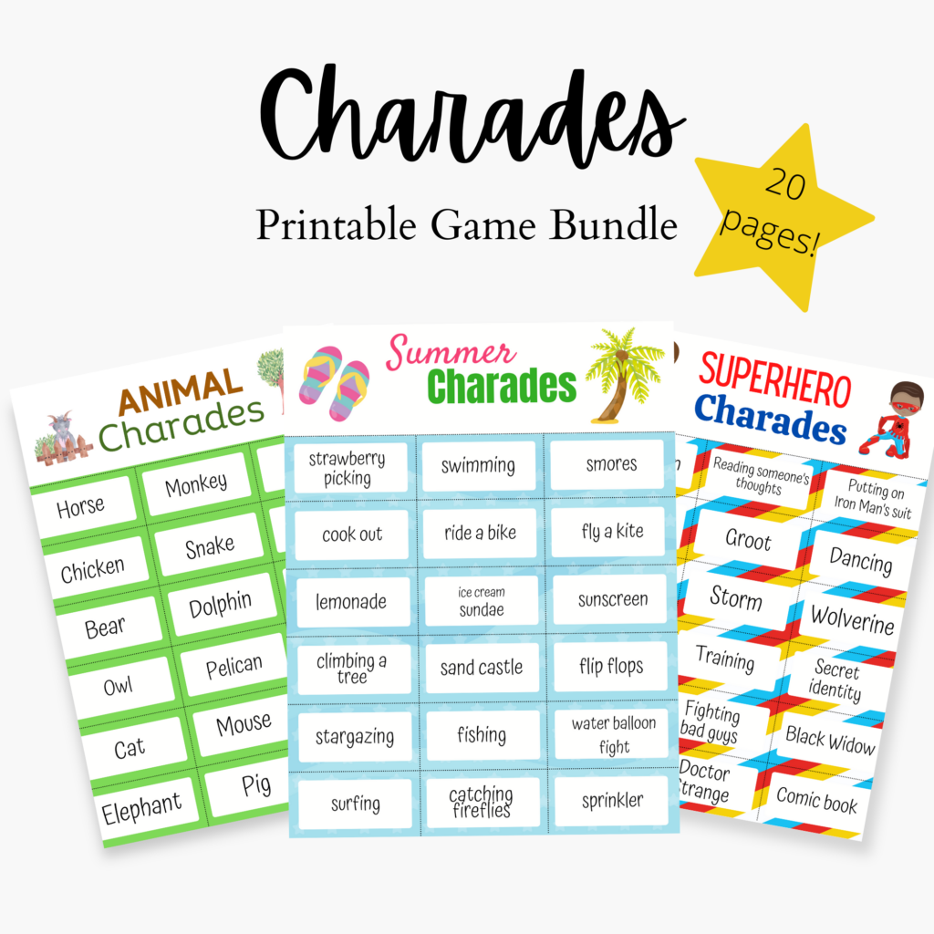 Charades Printable Game Bundle Darcy and Brian Shop