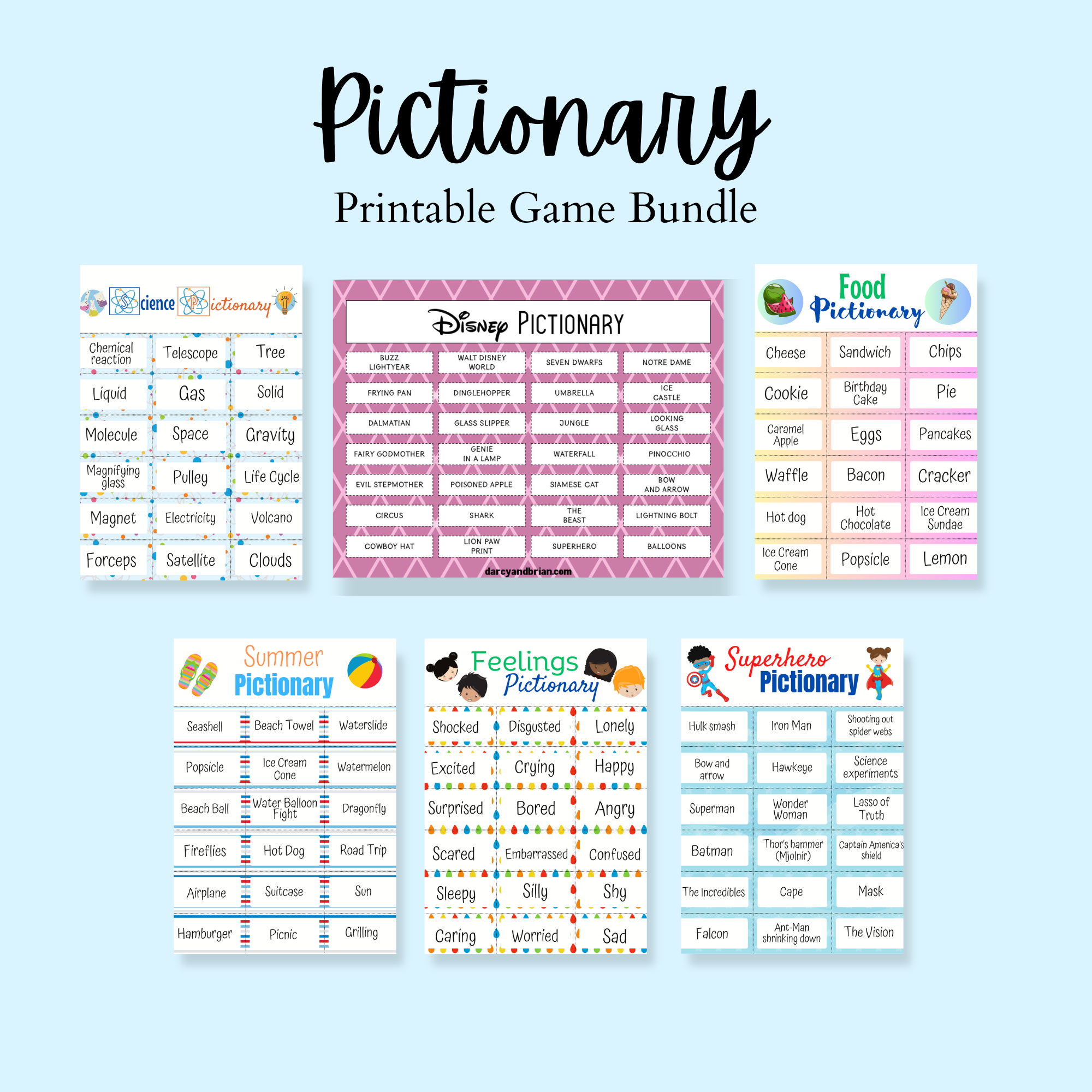 Pictionary Printable Games Bundle