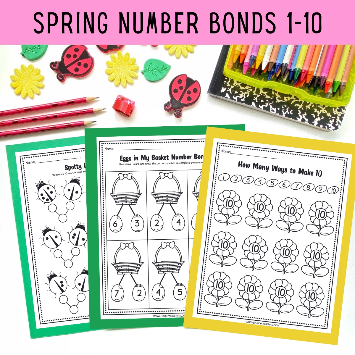 Spring Number Bond 1-10 Worksheets