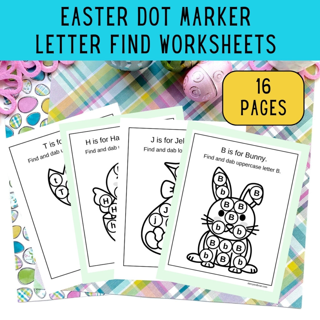 Easter Dot Marker Letter Find Worksheets for Preschoolers