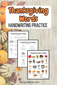 Thanksgiving Word List & Trace