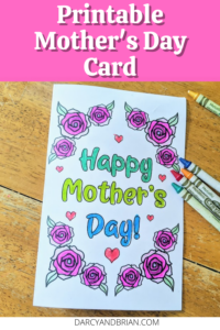 Mother’s Day Roses Printable Coloring Card