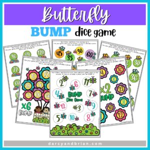 Preview of six pages of Butterfly Bump game mats.