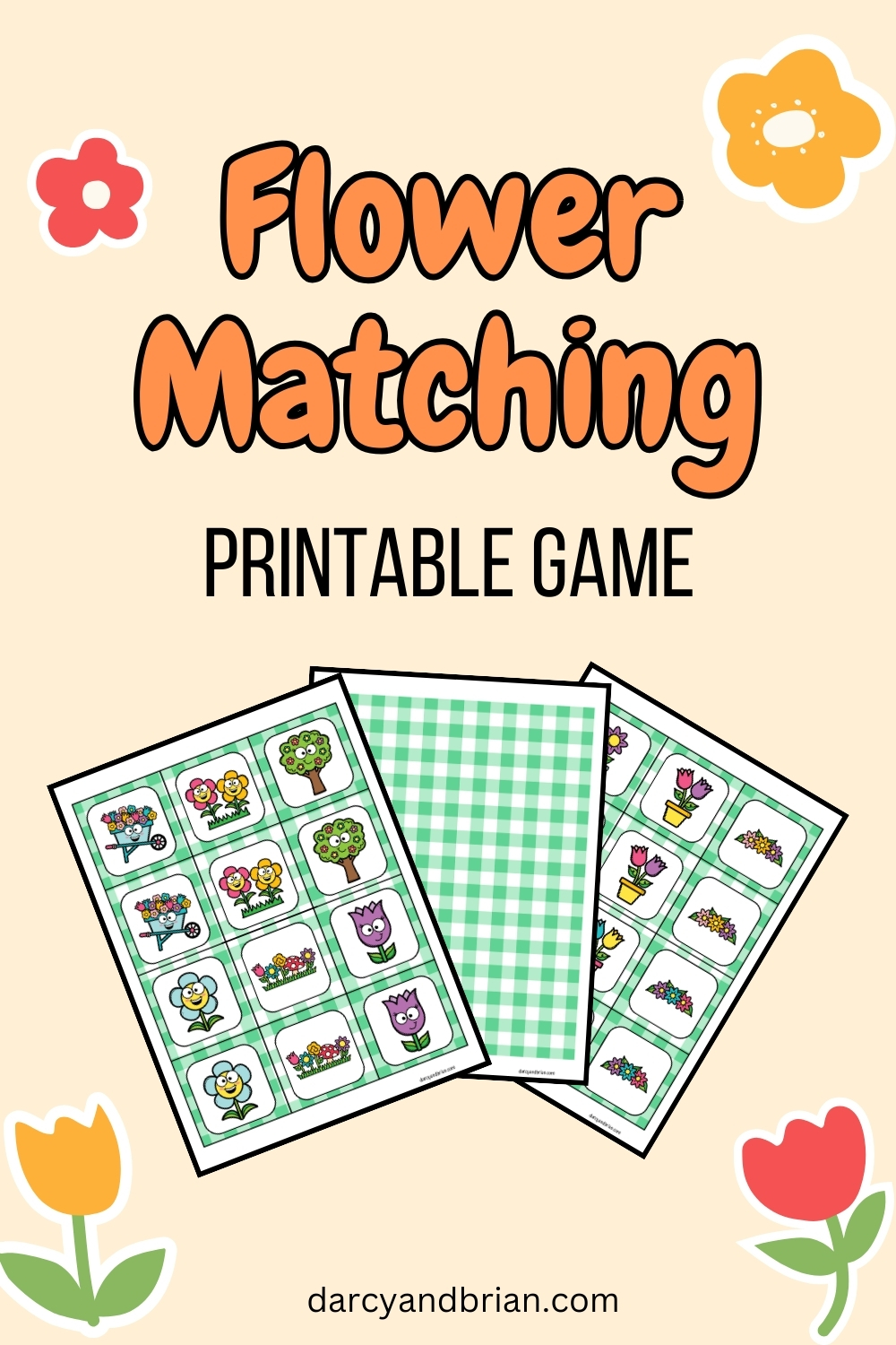 Flower Matching Game Printable - Darcy and Brian - Shop