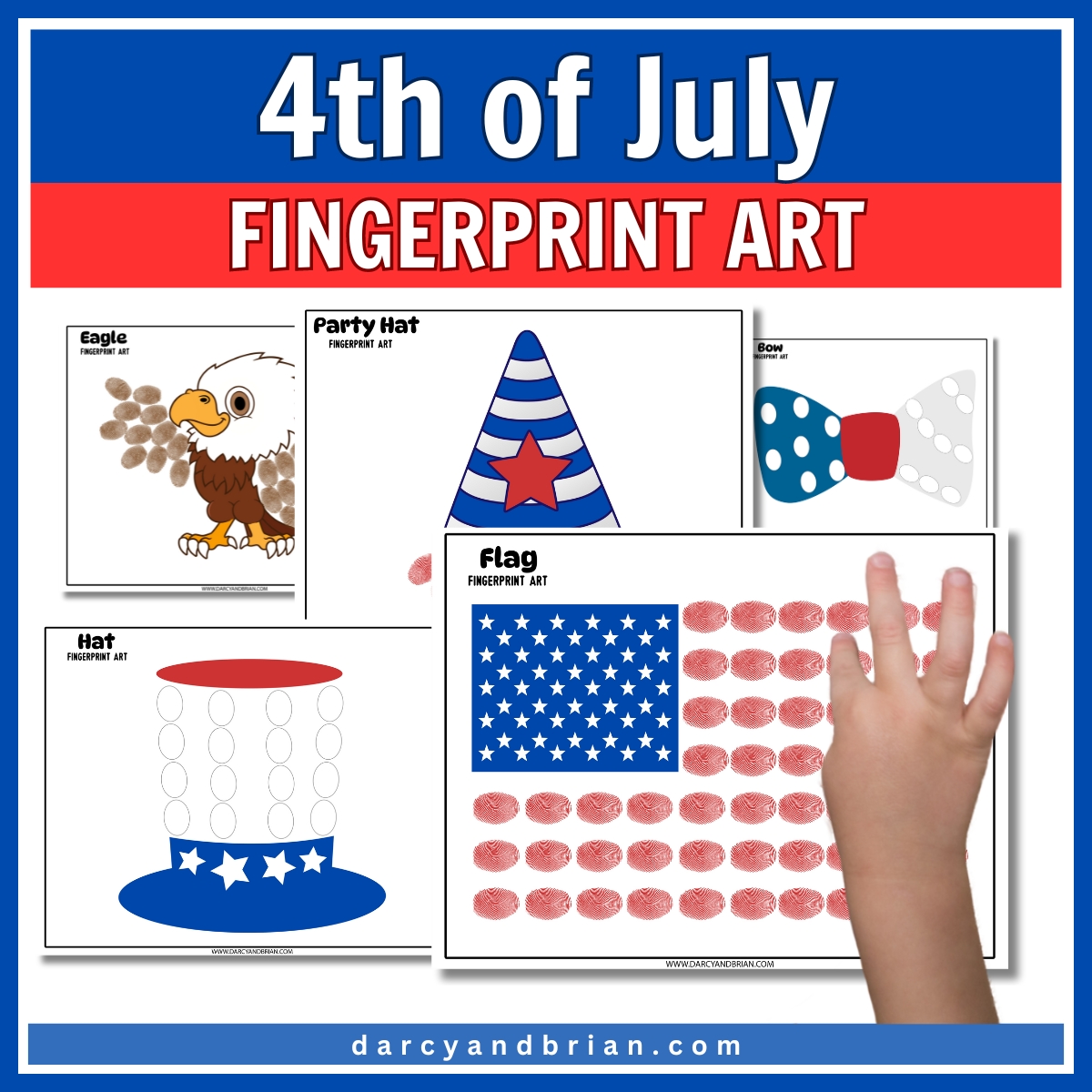 4th of July Fingerprint Art Templates