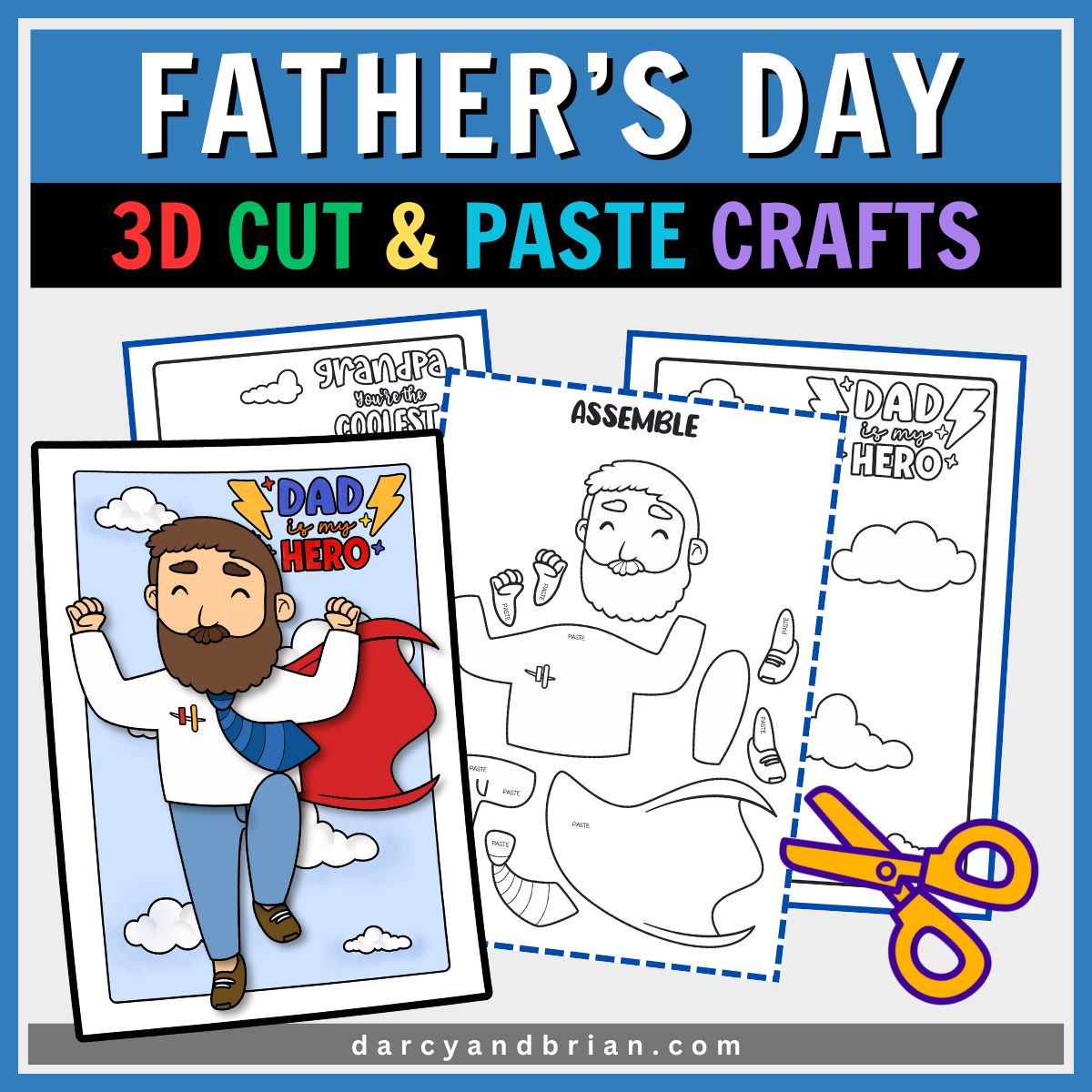 3D Father's Day Cut & Paste Crafts