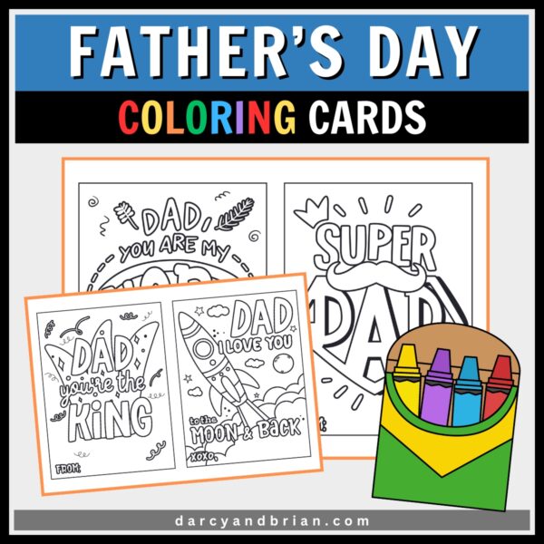 Preview of two pages with four postcard sized designs for Father's Day.