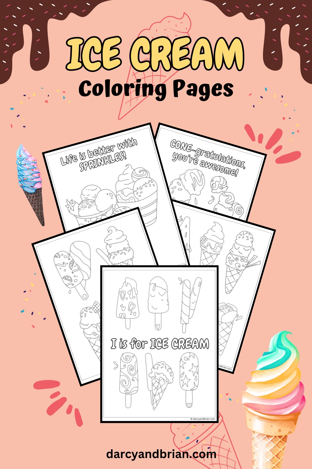 Ice Cream Coloring Pages - Darcy and Brian - Shop