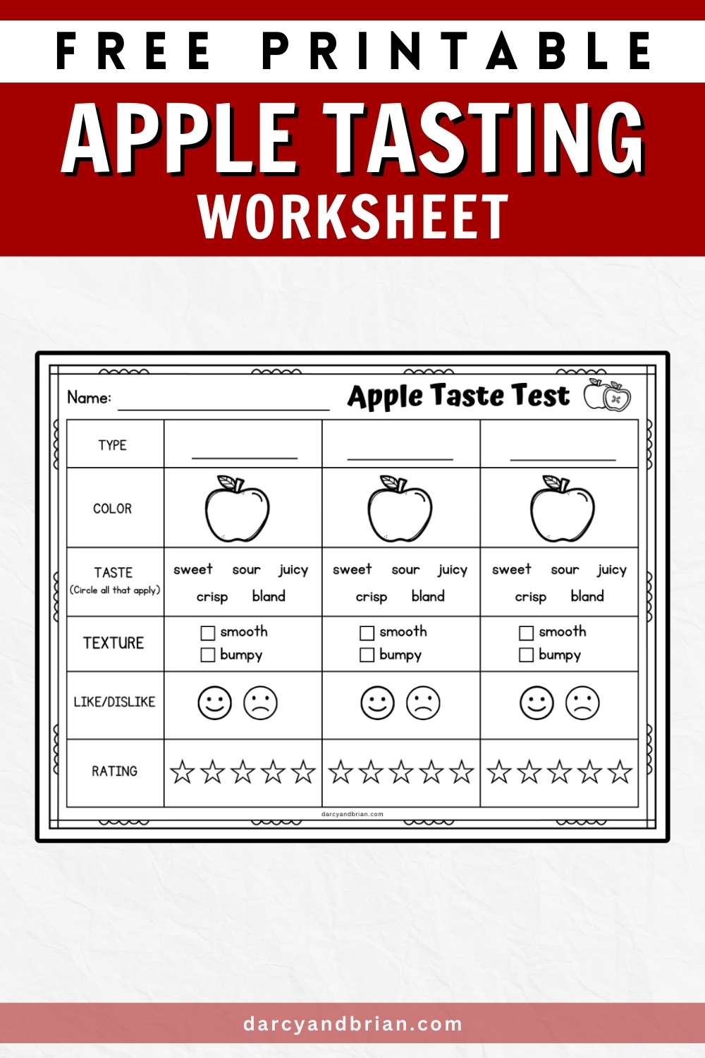 Apple Tasting Worksheet Darcy and Brian Shop Apple Tasting Worksheet Darcy and Brian Shop