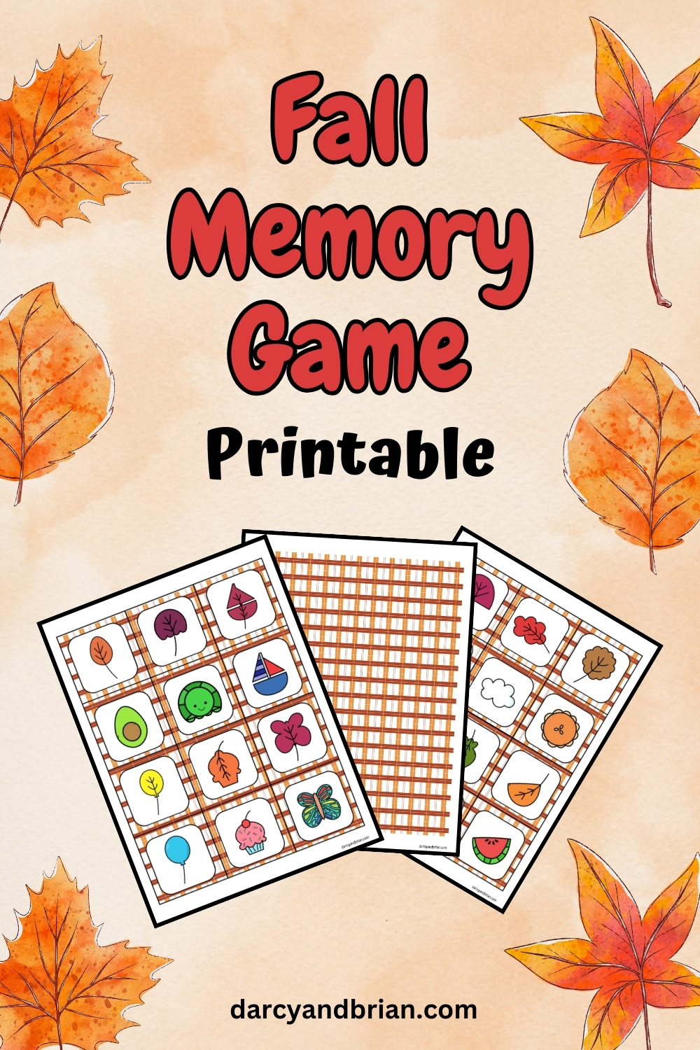 Fall Memory Game Printable - Darcy and Brian - Shop