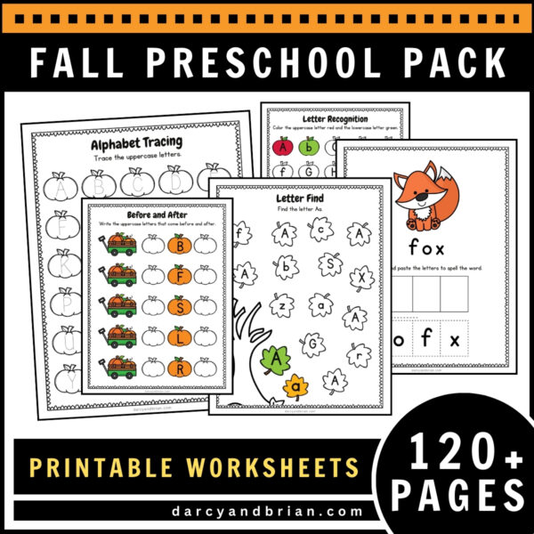 Preview of fall themed literacy pages. Tracing letters, filling in missing letters, finding letters, and simple spelling cut and paste.