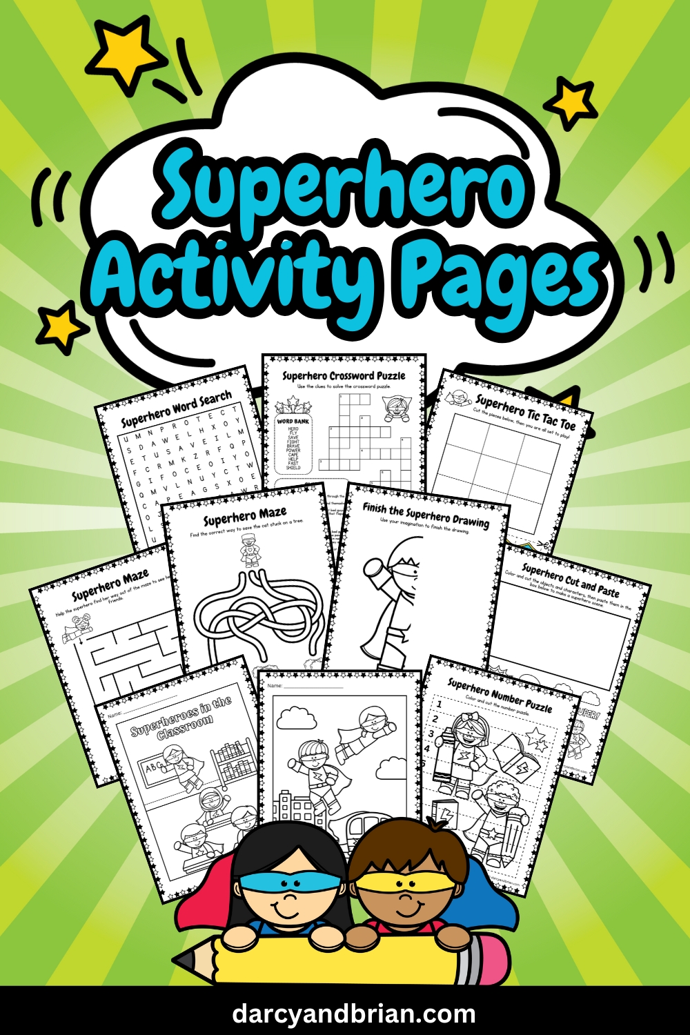 Superhero Activity Pages - Darcy and Brian - Shop