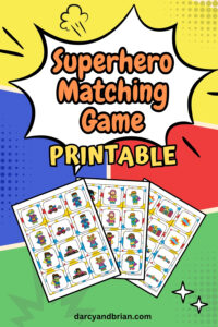 Preview of Superhero Matching Game Printable.