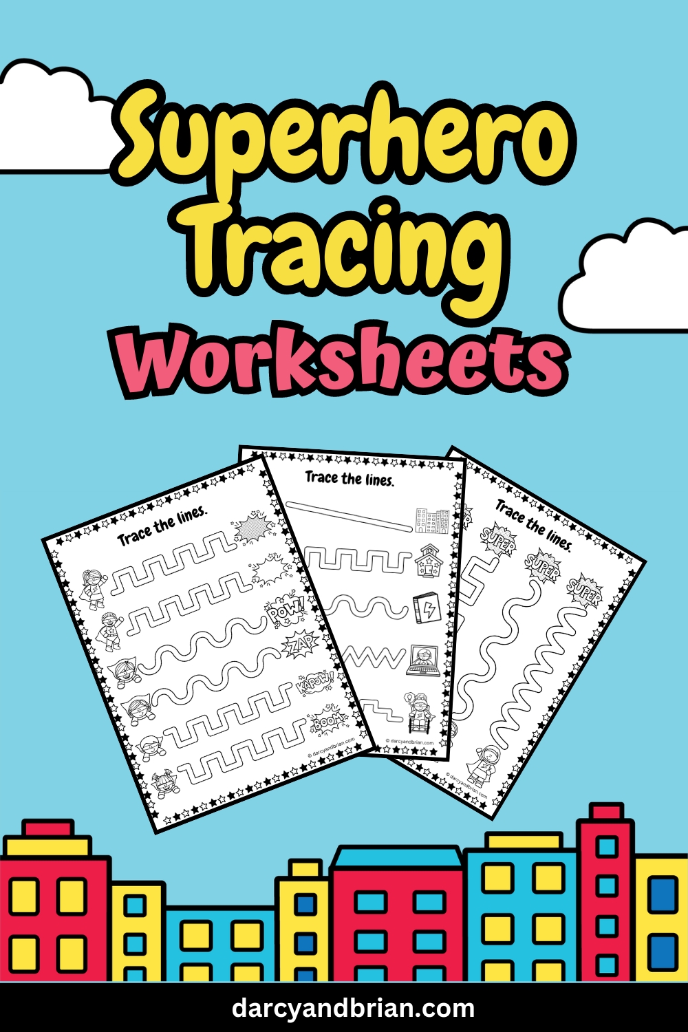 Superhero Tracing Worksheets Darcy and Brian Shop