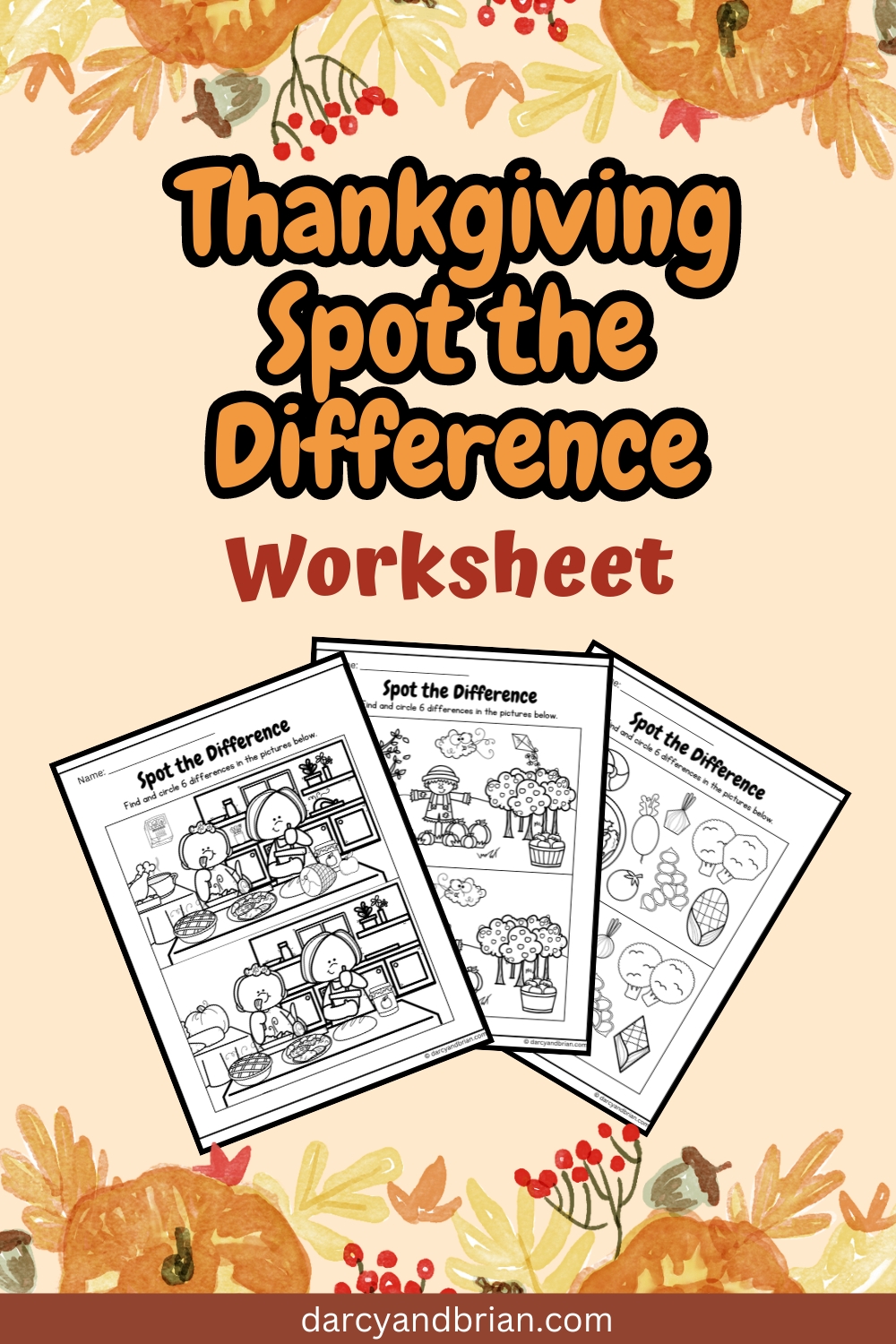 Thanksgiving Spot the Difference Printable - Darcy and Brian - Shop