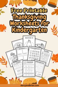 Preview of Free Printable Thanksgiving Worksheets for Kindergarten.