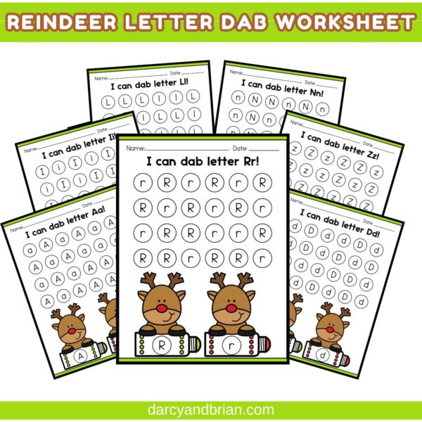 Reindeer Letter Dab Worksheets