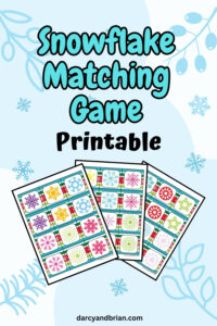 Preview of Snowflake Matching Game Printable.